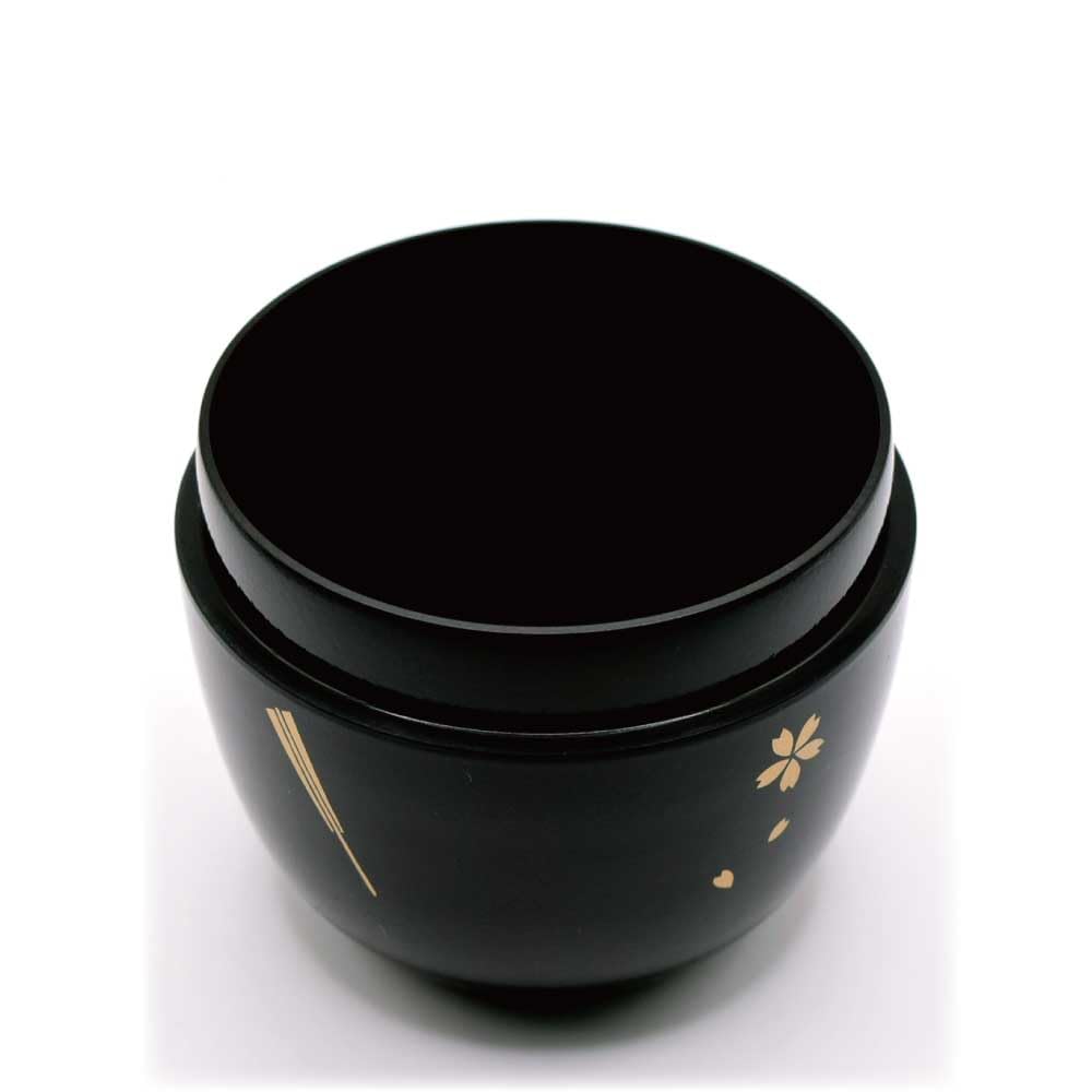 Black Resin Tea Ceremony Utensils, Medium-Sized Natsume (Natsume Tea Teapot), Fan-Shaped Flowing Water Design, Perfect for Matcha