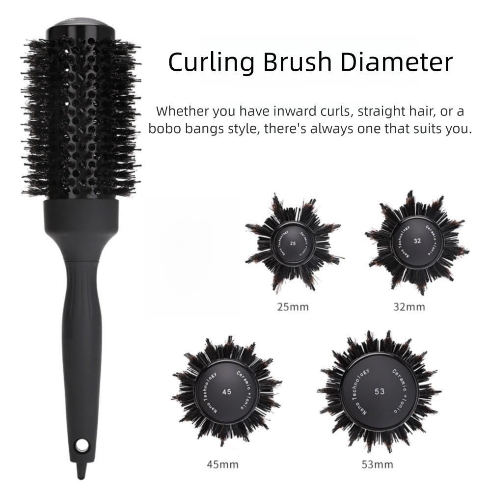 with Pointed Tail Straight Twill Hair Comb Round Barrel Hair Curling Brush Men/Women