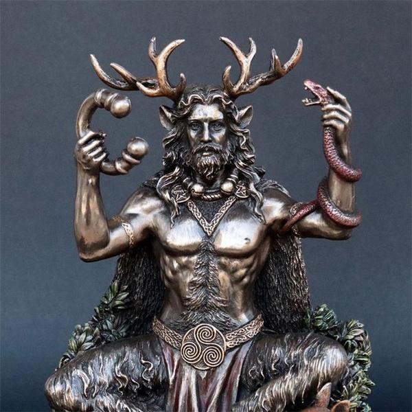 Cernunnos Celtics Рогатый Бог животных Статуя из смолы Статуя подземного мира для украшения дома и сада, украшение комнаты