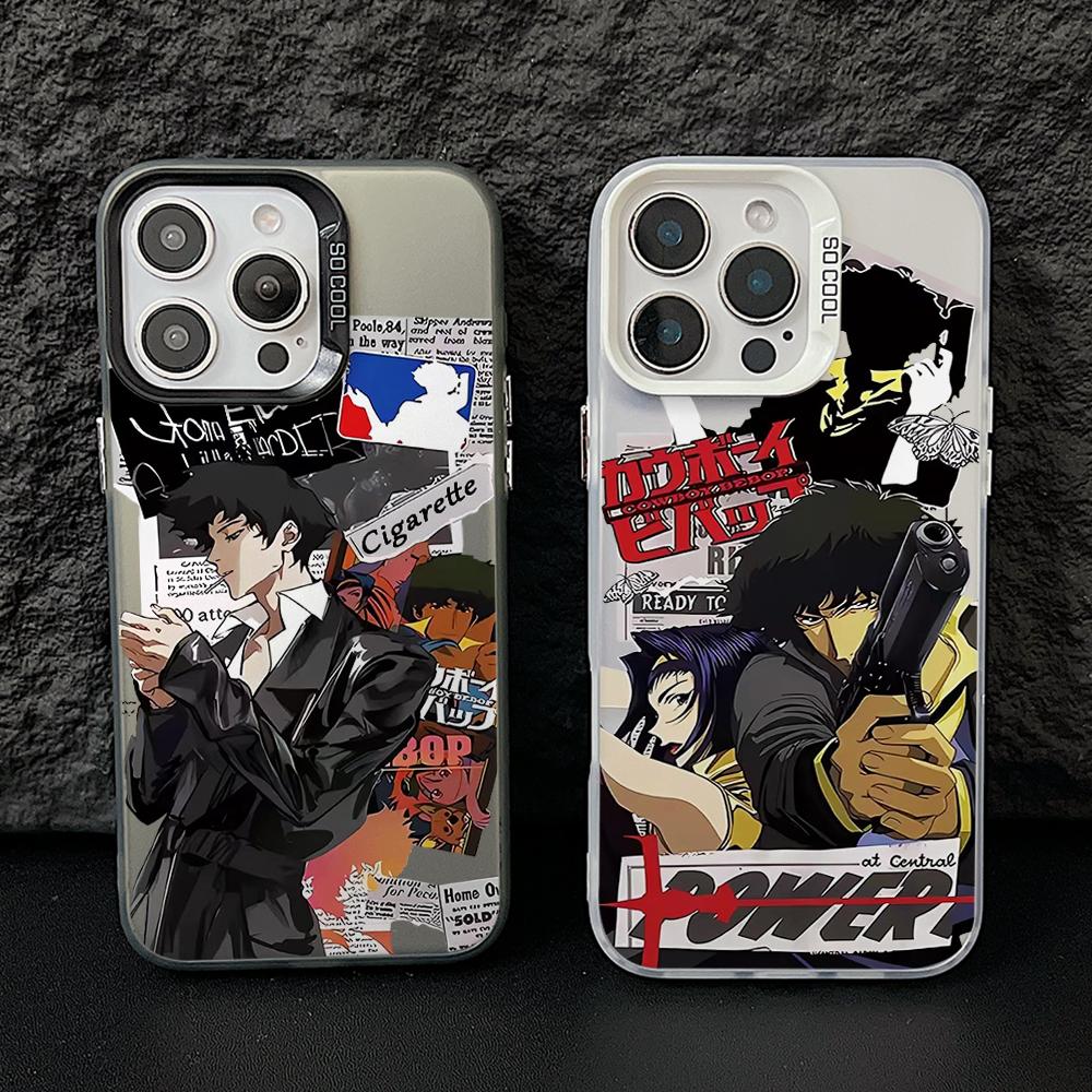 Anime Cowboys Bebop Phone Case for iPhone 17 Air 16 16e 15 14 Plus 13 12 11 Pro Max X Xs XR 8 Colorful Silver Hard Cover