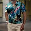 Men's Summer Hawaii Printed Golf Shirt Botton Short Sleeve Top Men's Casual Fashion Shirt