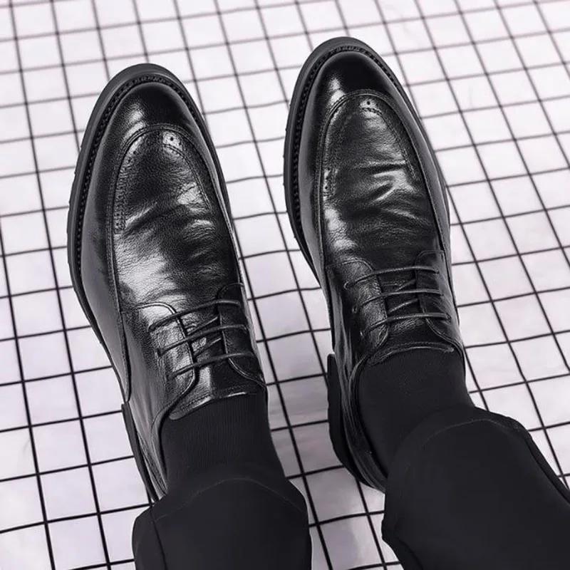 Модные мужские туфли-оксфорды из натуральной телячьей кожи, классические деловые туфли для мужчин, ручная работа, Zapatos De Hombre