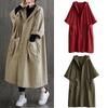 Womens Long Breasted Trench Coat Midi Length Overcoat Spring Autumn Fashion Windbreaker Coat Solid Long Casual Loose Women's Tops Coat
