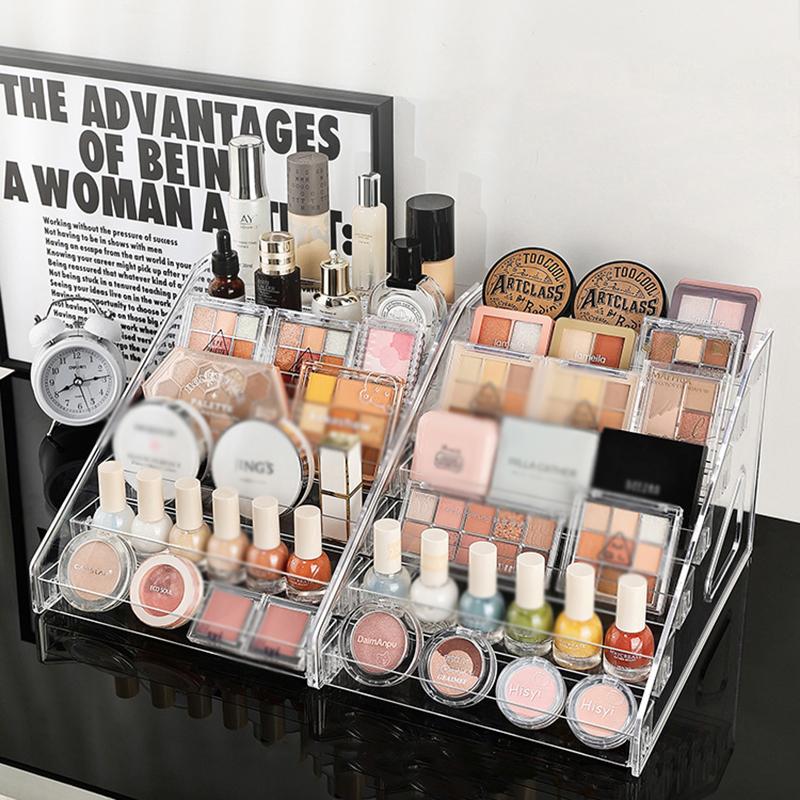 Прозрачная лестница для хранения вещей, органайзер для настольных вещей, коробка для хранения косметики, держатель для канцелярских принадлежностей, полка для демонстрации лака для ногтей