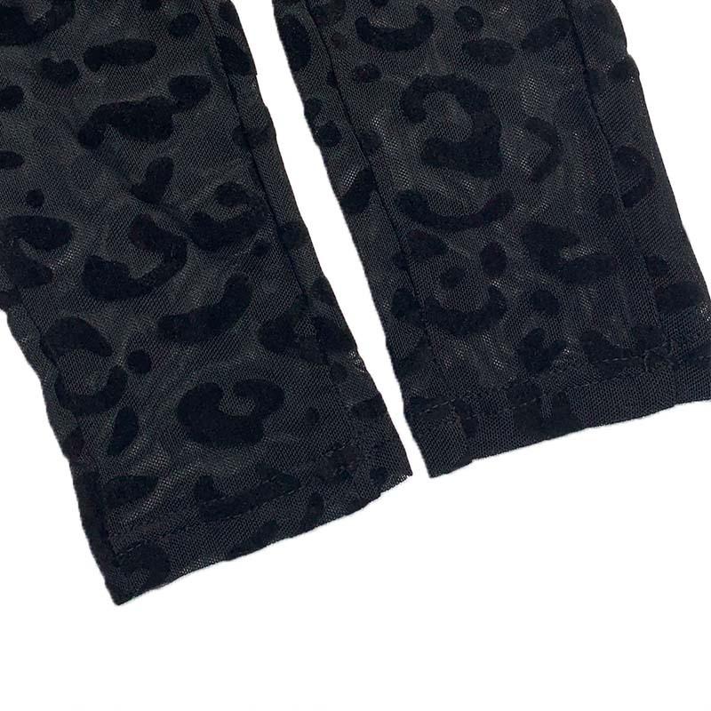 Женское тонкое сексуальное прозрачное боди с длинными рукавами и флокированием