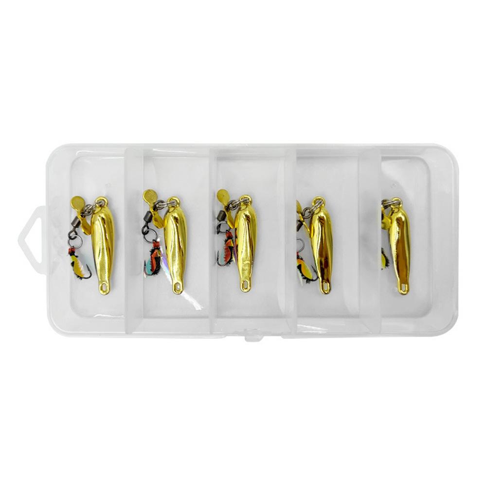 5 шт./Коробка Наживки для нахлыста Вращающийся блесна Крючки-мушки Искусственные приманки-ложки Мушки Насекомые Наживки Наживки для ловли форели и окуня