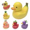 Unique Gifts for Friends Adorable Fruit Duck Figurine, Resin Apple Strawberry Peach Banana Sculpture, Mini Children Room Ornaments Desk Decor