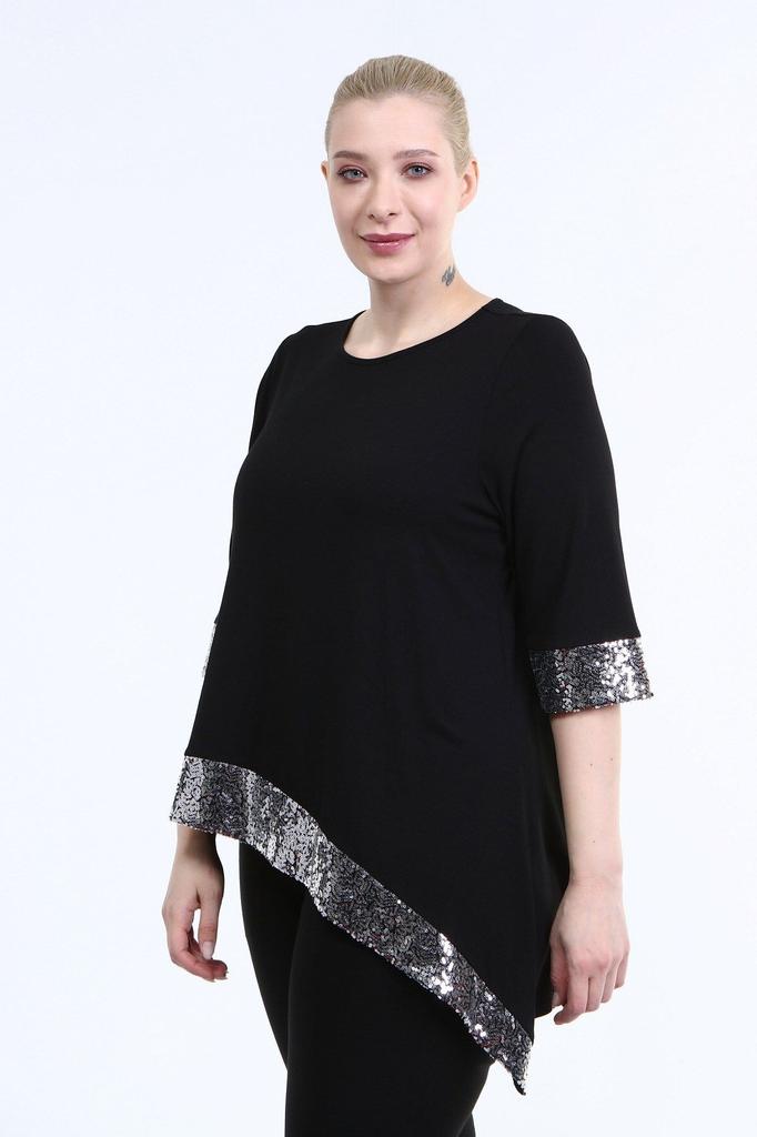 Женская блузка большого размера, асимметричная блузка из чесаного хлопка с блестками