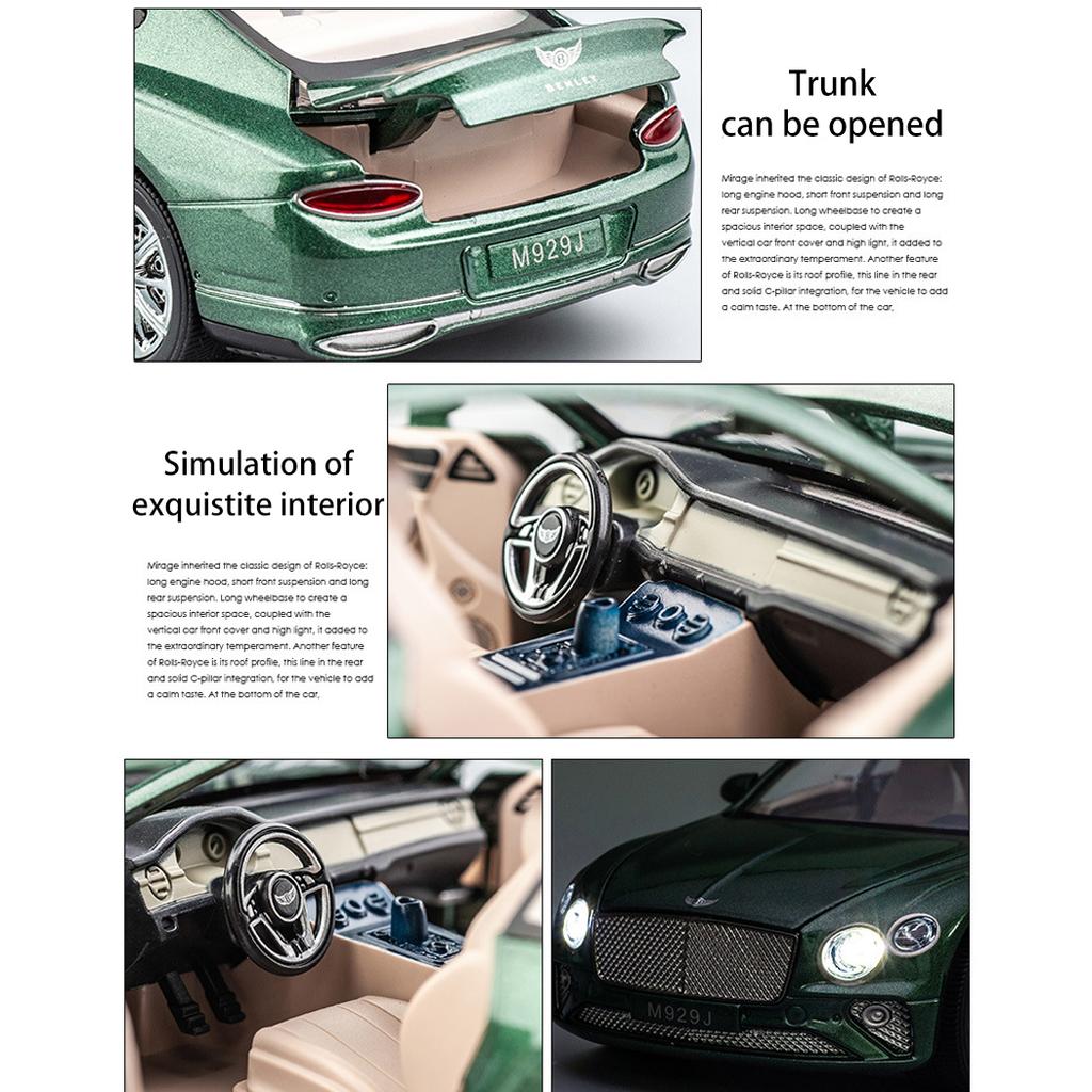 Масштаб 1/24 Bentley Continental GT, литая под давлением модель автомобиля, игрушечный автомобиль с откатным механизмом, звуком и светом для детей, коллекция подарков для мальчиков и девочек