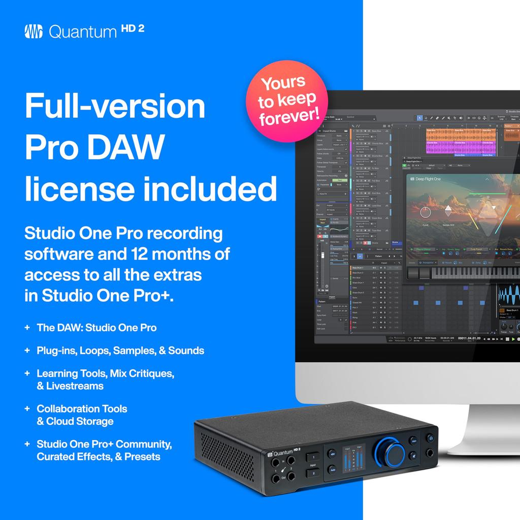 PreSonus Quantum HD 2 20 x kHz Audio Interface with Studio One Pro Software 24, 32-bit/192 USB-C