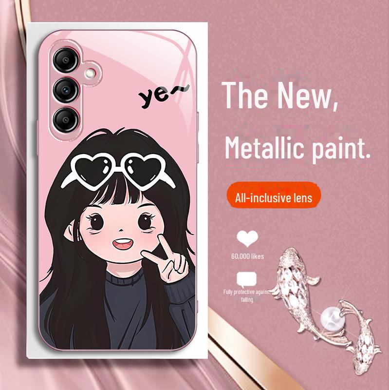 Креативный чехол из жидкого стекла для пары для Samsung A32, S21, S30, A23, A25