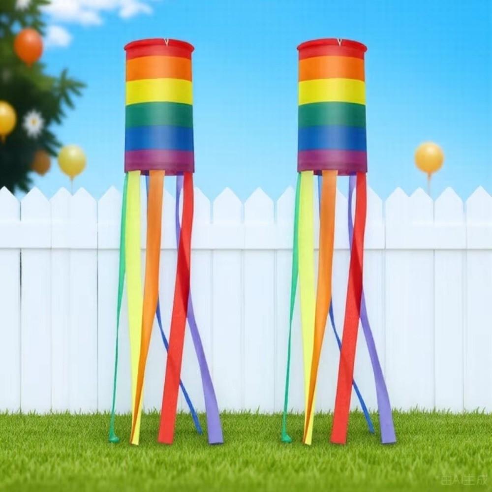 Colorful Rainbow Windsock Flag 100cm Courtyard Screen Printing Flag Party Celebrations Decor