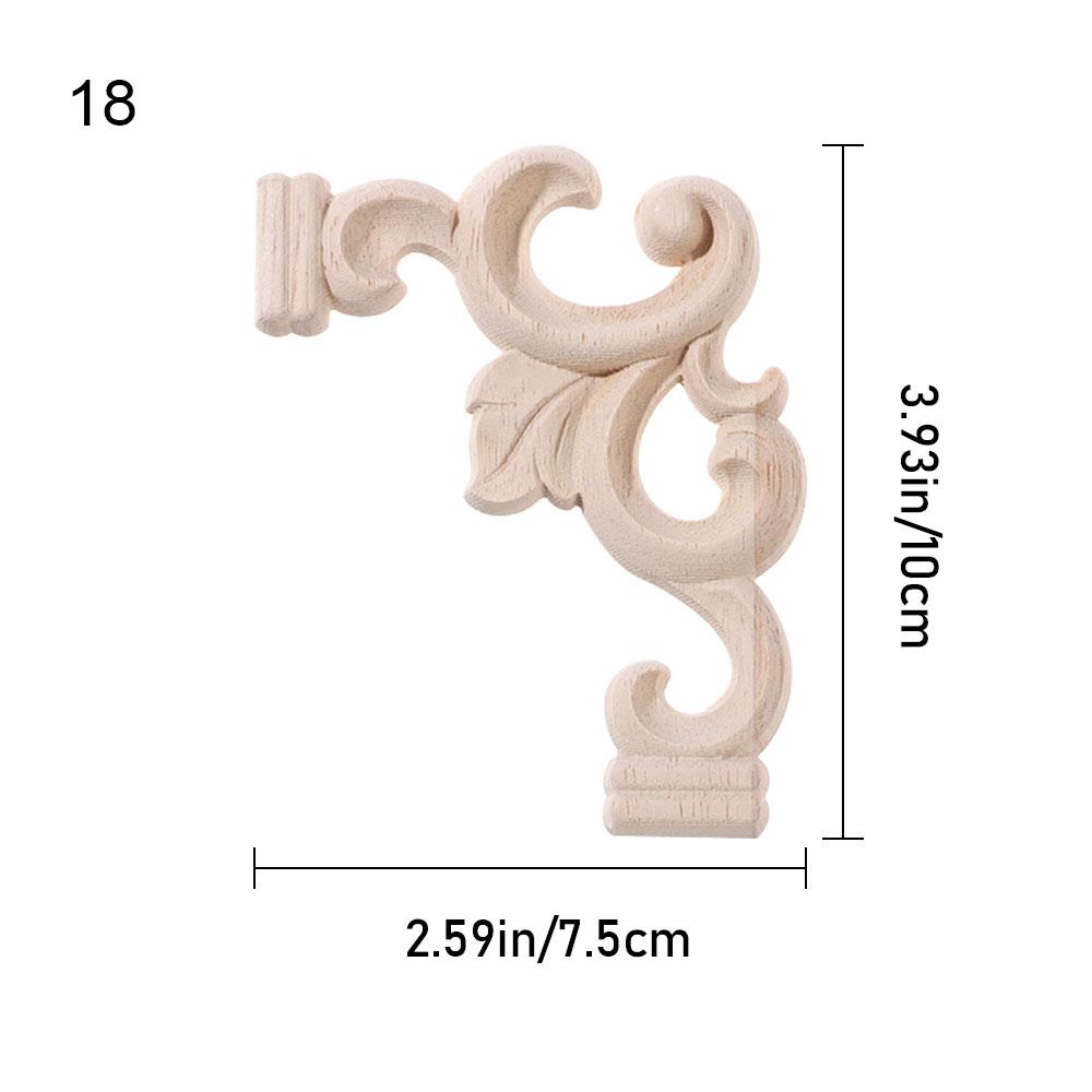 Oak Door Decor Crafts Corner Applique Onlay Decal Carved Wave Flower Decorative Wood Appliques