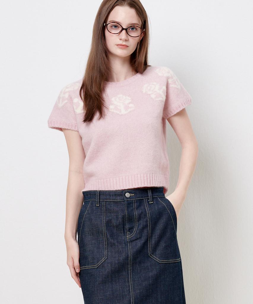 PLAC WOMEN Some Flower Knit Top Light Pink