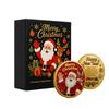 Christmas commemorative coin, single piece, Santa Claus metal commemorative medal, holiday happy coin