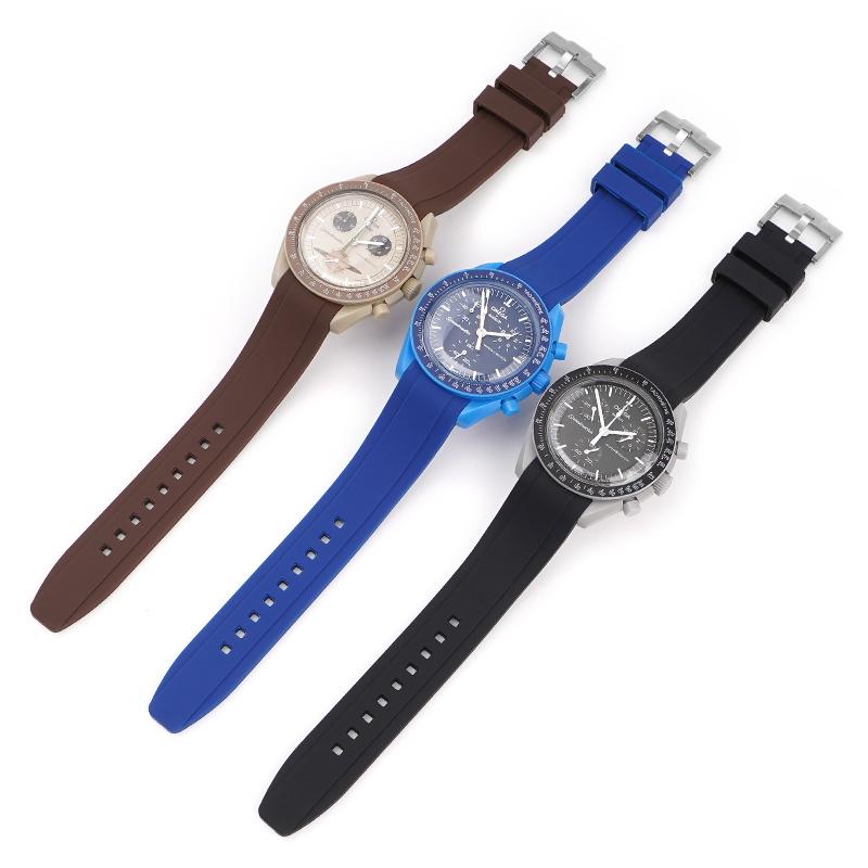 Для ремешка для часов бренда Omega Swatch Co Силиконовый Planet System Изогнутый силикон Для ремешка для часов Rolex Water Ghost 18 мм 19 мм 20 мм 21 мм 22 мм