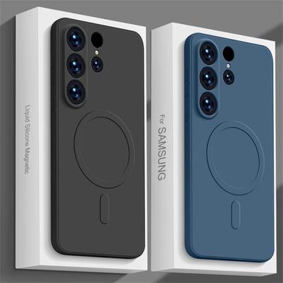 Чехол S24 S23 S22 Ultra Plus с магнитной беспроводной зарядкой Magsafe, силиконовый чехол для Samsung Galaxy S24 S23 S22 Plus, чехлы S24Ultra