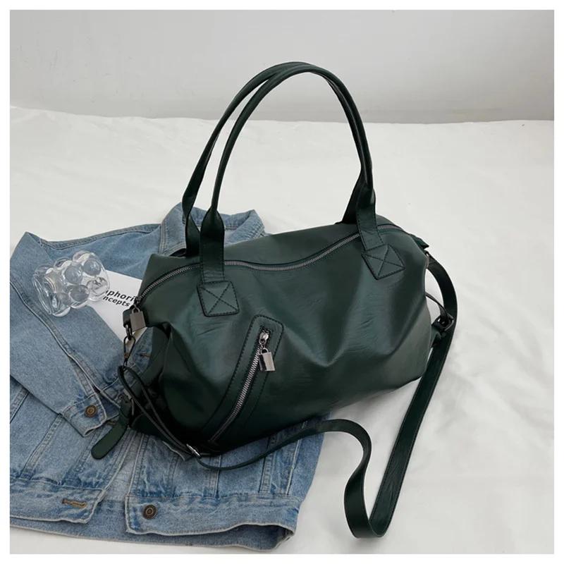 Women‘s Big Green Shoulder Bags Quality Soft Leather Tote Bag New Large Capacity Handbags Lady 2023 Casual All Match Shopper Bag