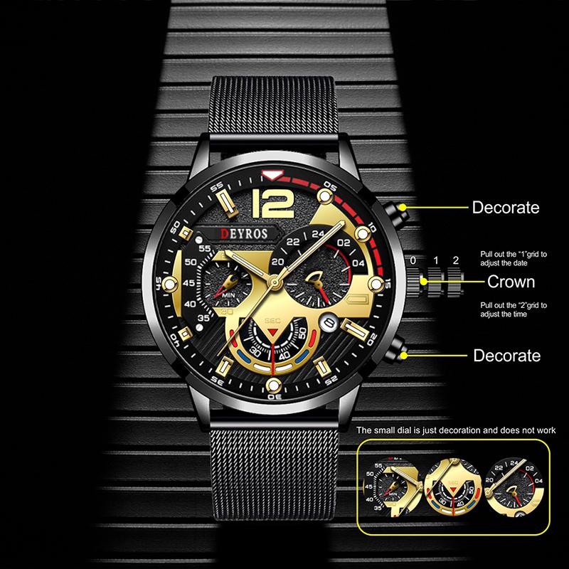 Fashion Black Men Watches Man Calendar Quartz Wristwatches Men Casual Business Watches Luxury Mens Round Dial Analog Watch