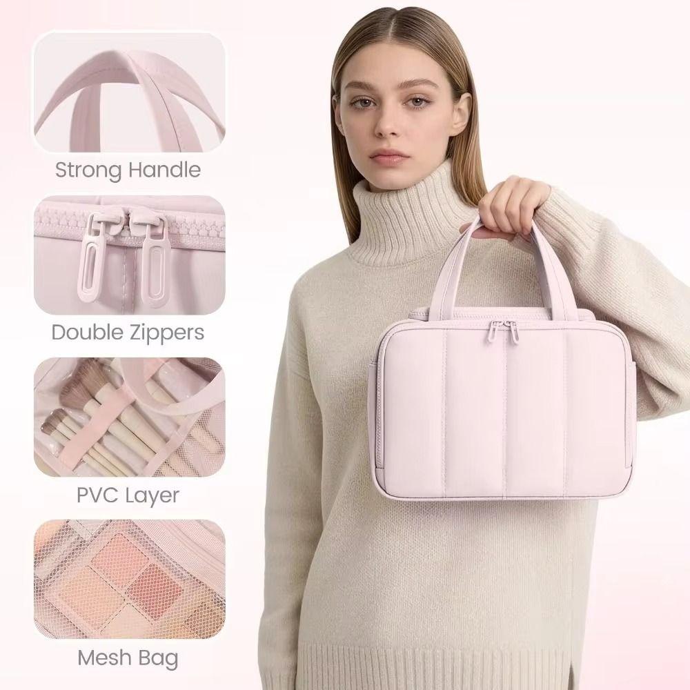 Dry-wet Separation Travel Toiletry Bag Large Capacity Women Cosmetic Tote Travel Use
