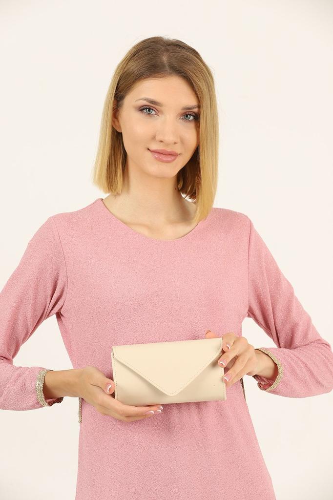 Women's Stylish and Useful Evening Dress Bag Cream Soft Evening Dress Bag Portfolio Clutch Bag