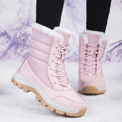 Цветовая блокировка Зимние ботинки для женщин 2024 Зимние Новые Толстые и Плюшевые Нескользящие Хлопковые Ботинки для Занятий Спортом на Открытом Воздухе Большого Размера Trafza