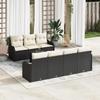 8-Piece Garden Sofa Set with Black Poly Rattan Cushions, 2-Seater Garden Sofa with Storage & Cushions 3354276