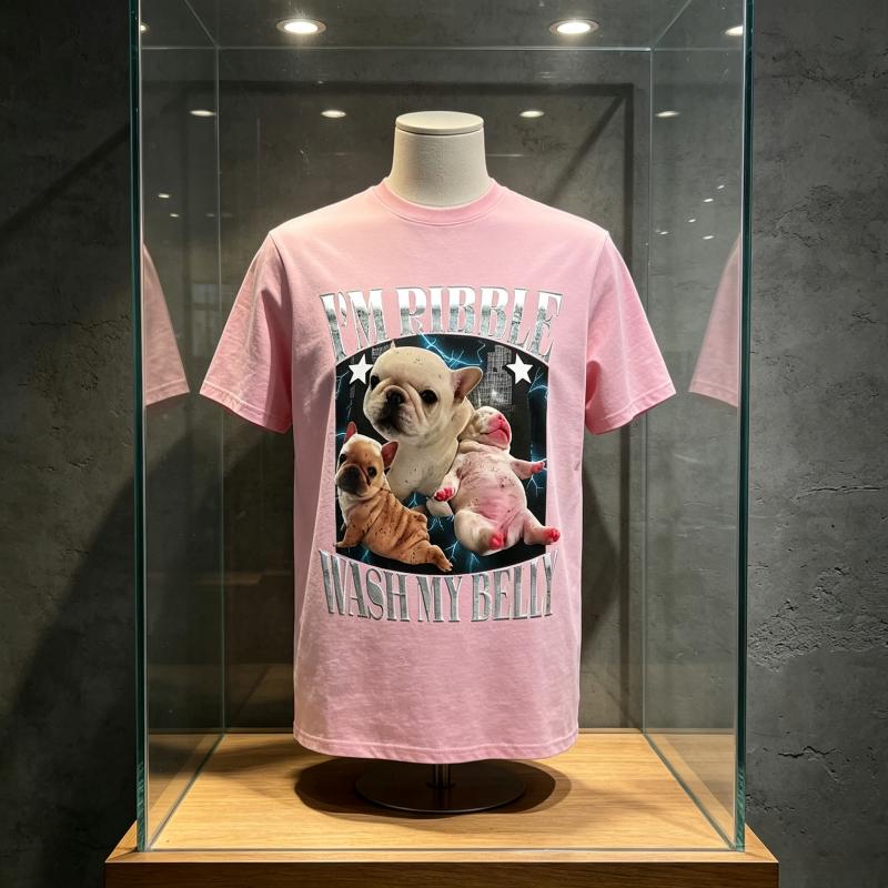 2026 Funny Pibble Wash My Belly Dog Meme Printed T Shirt Wounisex Vintage Fashion Tshirts Short Sleeve Daily Wear Casual Tee