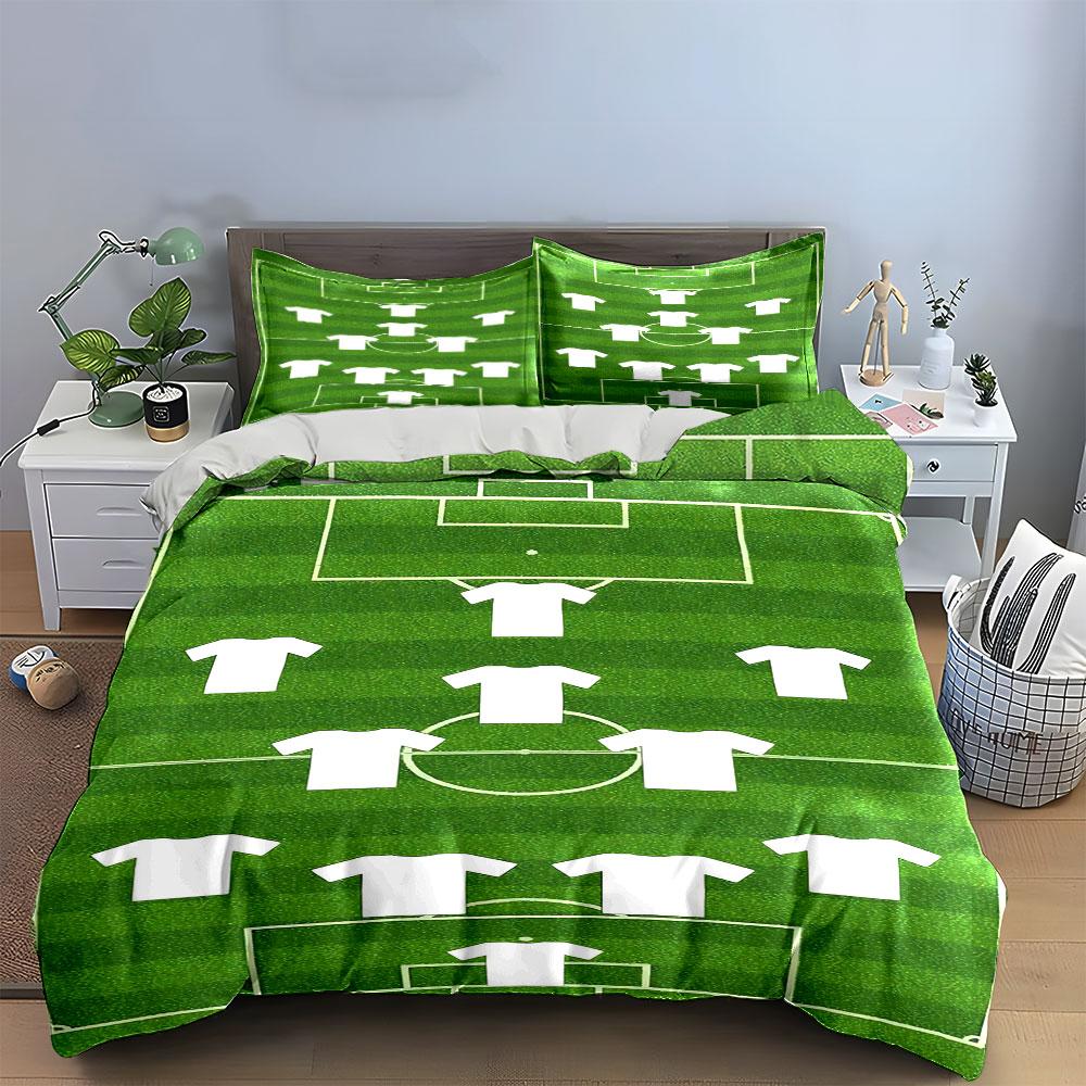 Soccer field with jerseys. Bedding sets Duvet cover sets Duvet covers Pillowcases(1 * Duvet Cover 2 * Pillowcases without duvet insert)