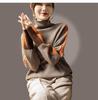 Lazy Loose Contrasting Color Sleeve All -wool High -necked Sweater Sweater Female Autumn and Winter Women