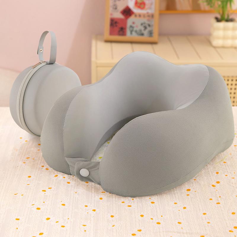 Дорожная подушка из пены с памятью U-образной формы с компактным хранением и поддержкой шеи с двумя выступами