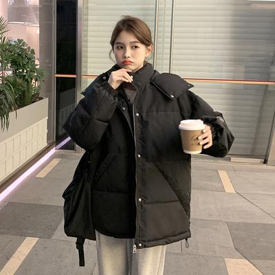 Осенне-зимняя короткая свободная хлопковая куртка с капюшоном, модная женская повседневная плотная контрастная куртка из хлопка