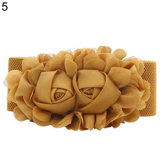 Женский модный эластичный пояс с двойными розами и широким эластичным поясом