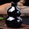 Pure Black Obsidian Gourd Ornament – Ruyi Gift for Home, Office, or Entryway Decor