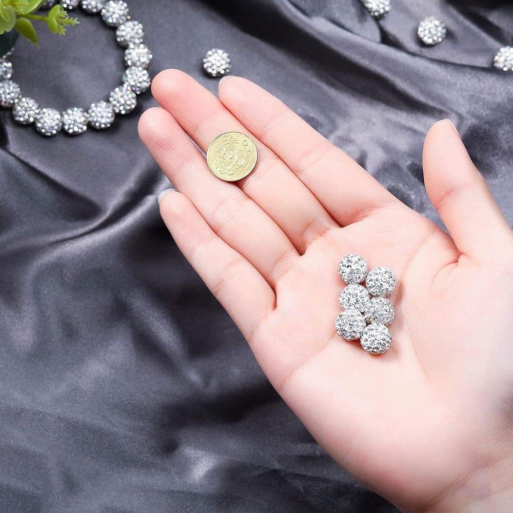 10/20/40 декоративных бусин для украшений, 10 мм сверкающие хрустальные глиняные бусины, круглые глиняные бусины в форме диско-шара, используются для изготовления браслетов и ожерелий своими руками