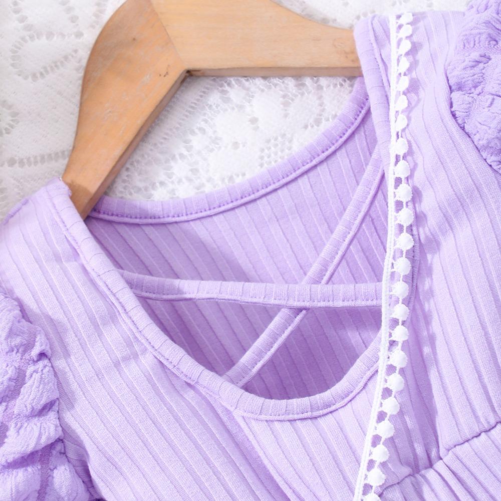 2-7Y Children's Bubble Sleeve Bodysuit Crossed Back Bodysuit Children's Short Sleeve