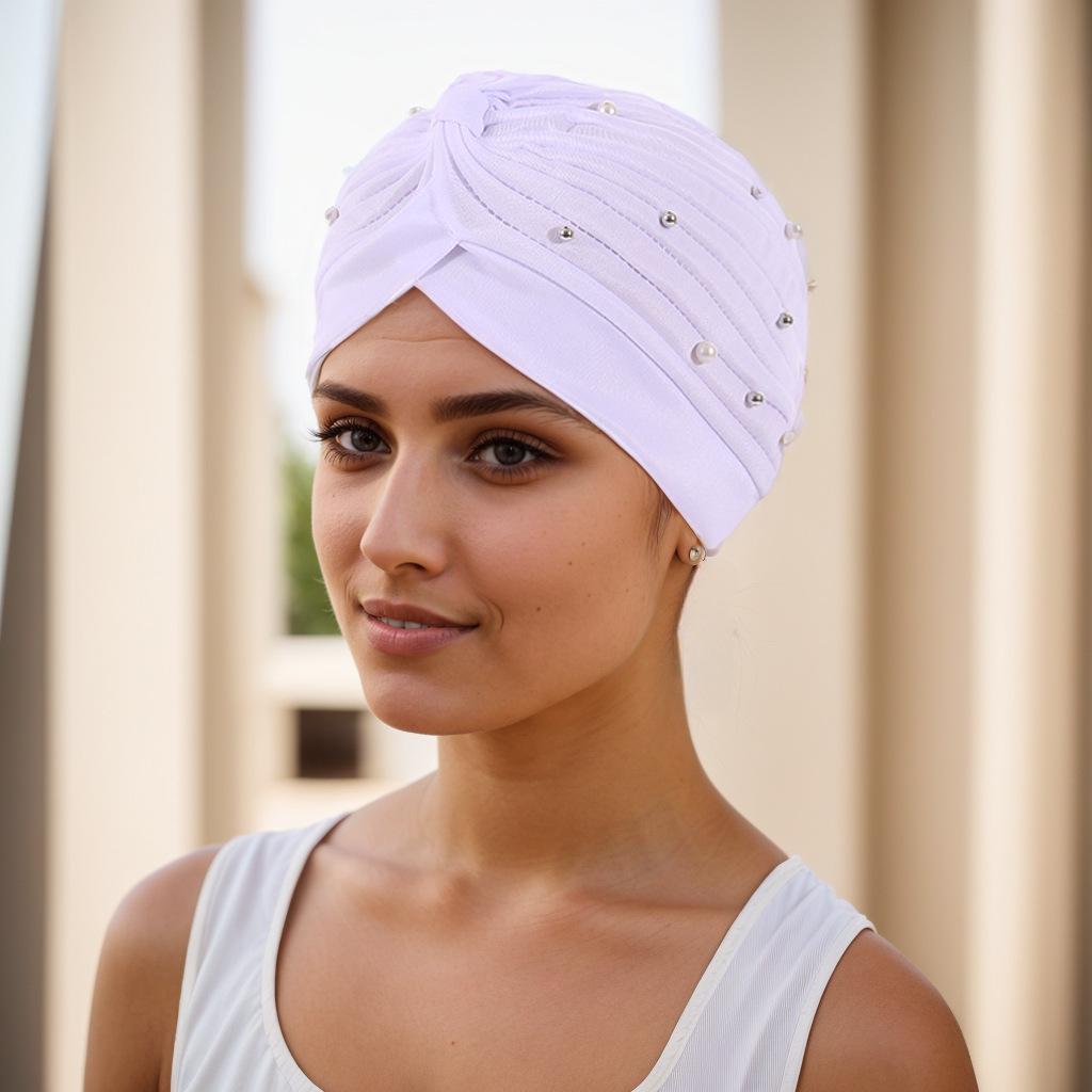 Стильный плиссированный платок-шарф с бусинами цвета арбуза