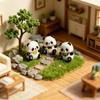 3 Pcs Mini Panda Figurines, Cute Resin Panda Fairy Garden Accessories, Cartoon Tiny Animals Cake Topper for DIY Craft, Aquarium, Car