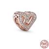 Шарм из розового золота 925 пробы с сердцем из бисера, подарок, подходит для милого модного браслета, ожерелье, ювелирные изделия для женщин