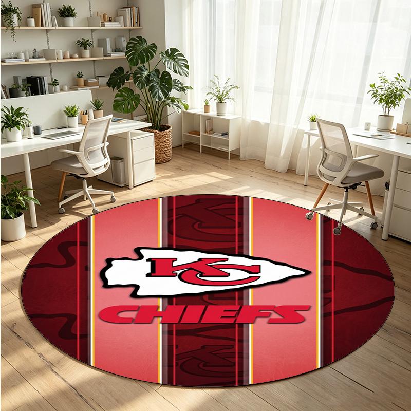 Kansas City Chiefs Printed Round Crystal Velvet Rug Soft Non Slip Floor Carpet For Bedroom Holiday Gift
