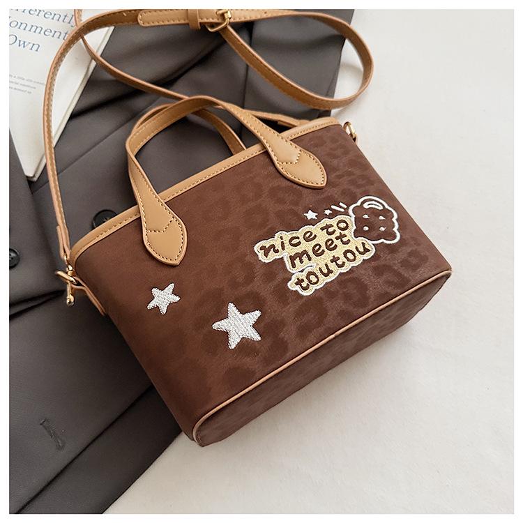 2025 Осень/Зима Ретро Леопардовый Принт Женская Универсальная Сумка-Ведро - Простая Повседневная Сумка Кроссбоди и На Плечо