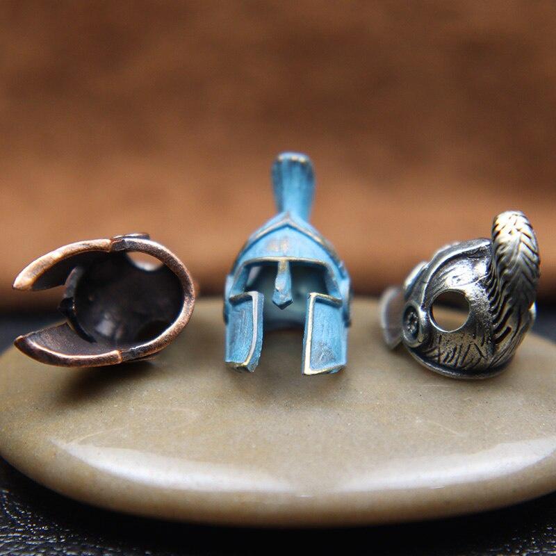 Roman Knight Warrior Helmet Knife Beads Lanyard Pendants Retro Brass Charms DIY Paracord Woven Bracelets Accessories EDC Outdoor