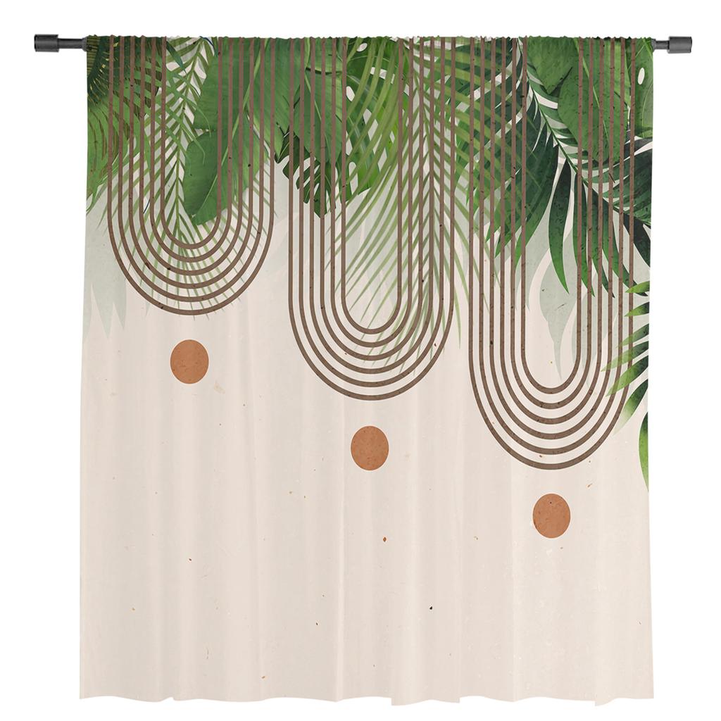 Богемный абстрактный ветряной лист растения прозрачные занавески на окна тюль шторы для гостиной спальни отеля домашний декор вуаль шторы