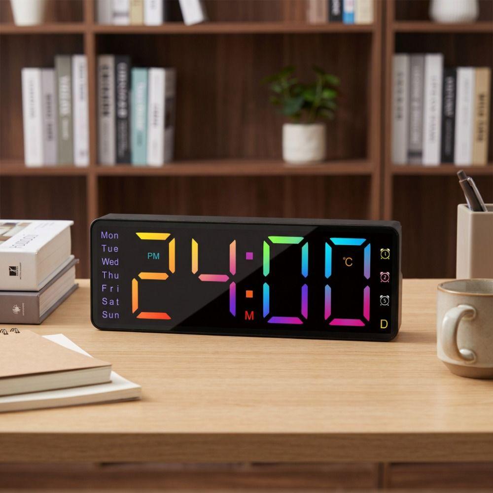 Adjust Brightness Large Digital Clock 12/24H Format LED Electronic Clock Bedroom
