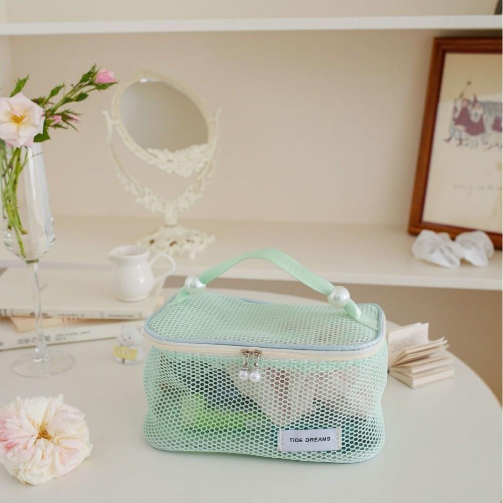 New Dopamine Color Mesh Cosmetic Bag Large Capacity Breathable Coin Purse Lightweight Storage Bag