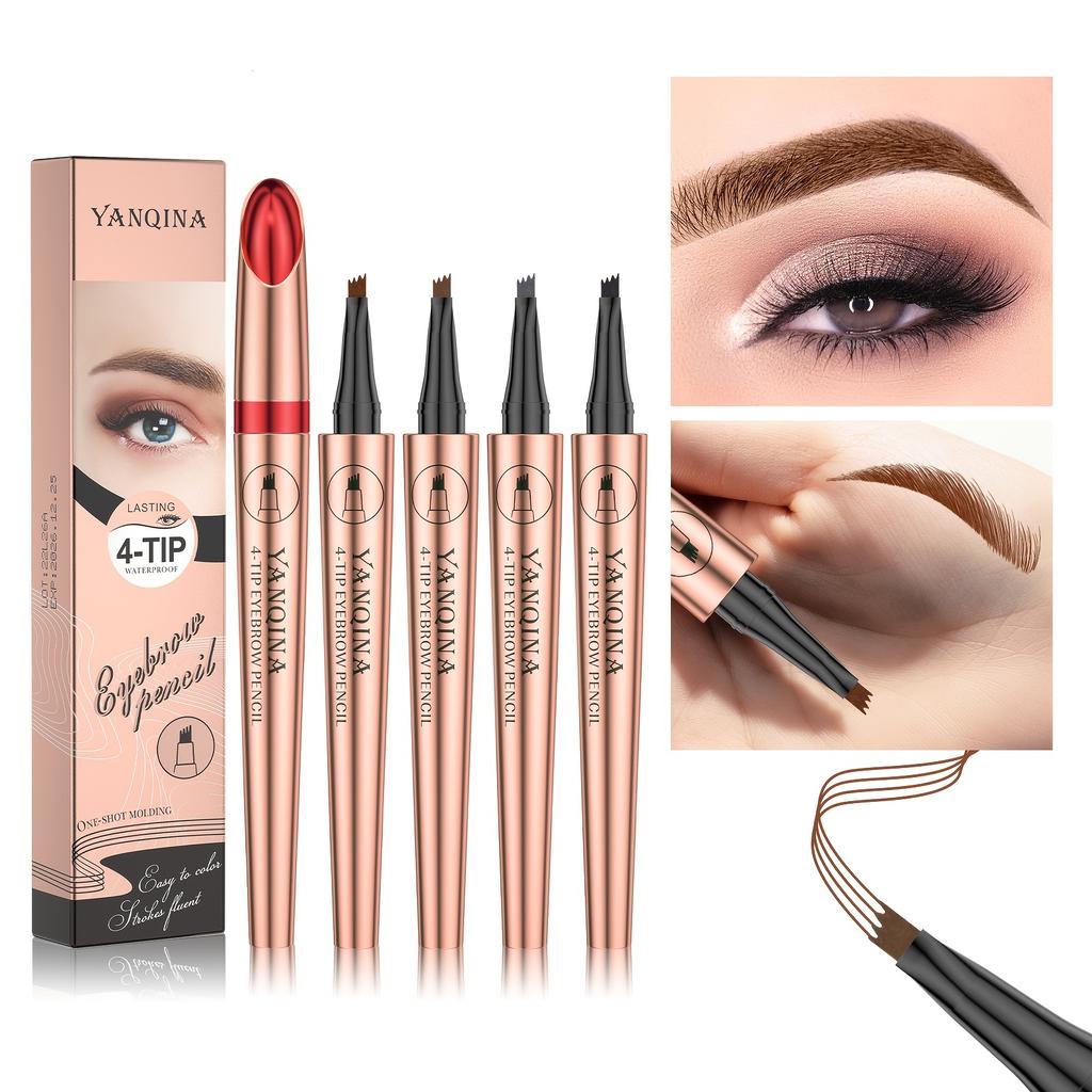 Stylish 4D Waterproof and Sweatproof and Long-lasting Makeup Four-pronged Liquid Eyebrow Pencil