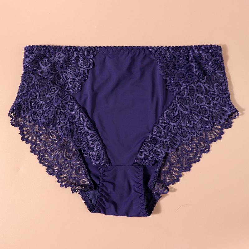 Нижнее белье больших размеров для женщин со средней и высокой талией из цветочного кружева из ультратонкого материала