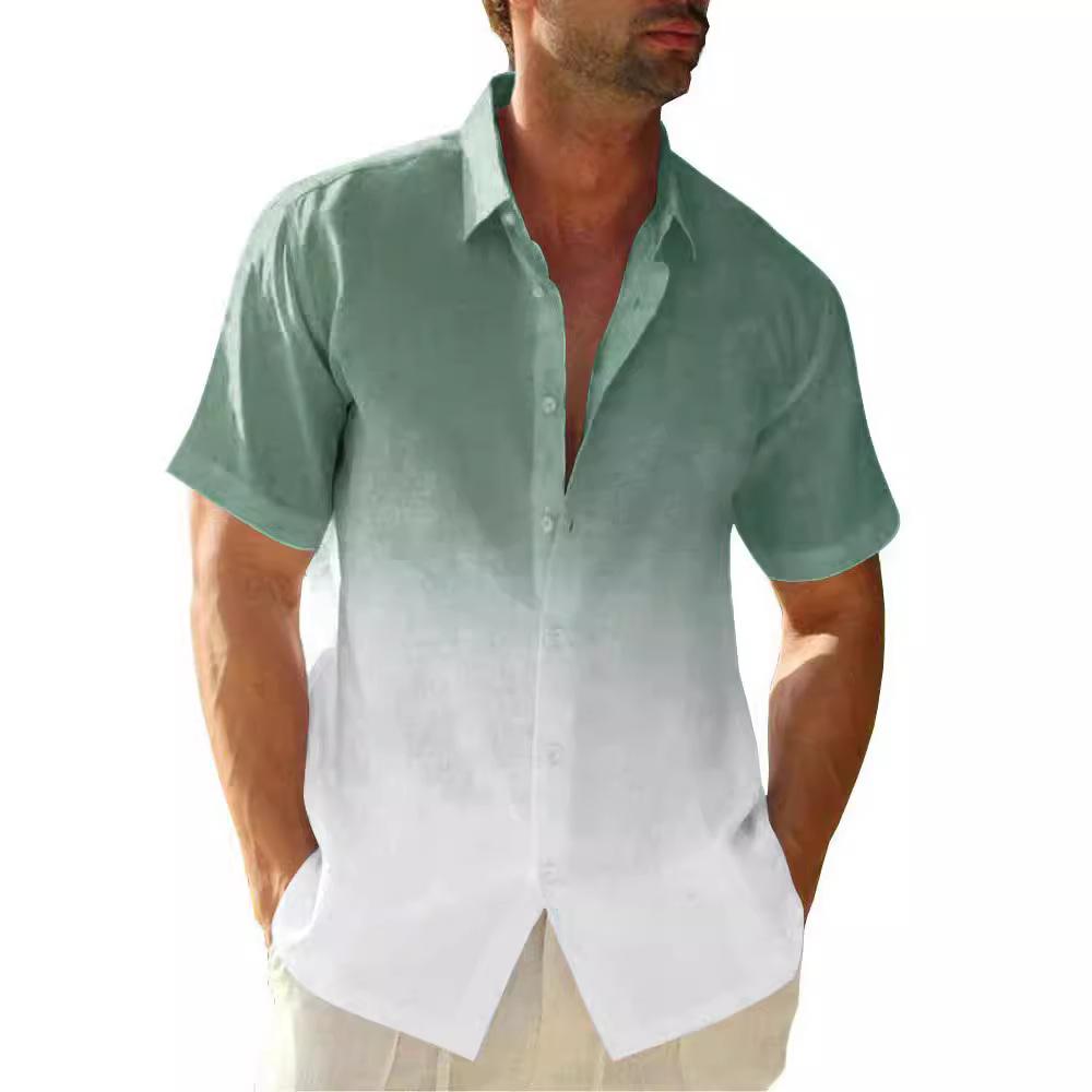 Повседневные мужские рубашки Летняя одежда Градиентная графика Одежда для отдыха на море Большие топы с коротким рукавом для мужчин Рубашки
