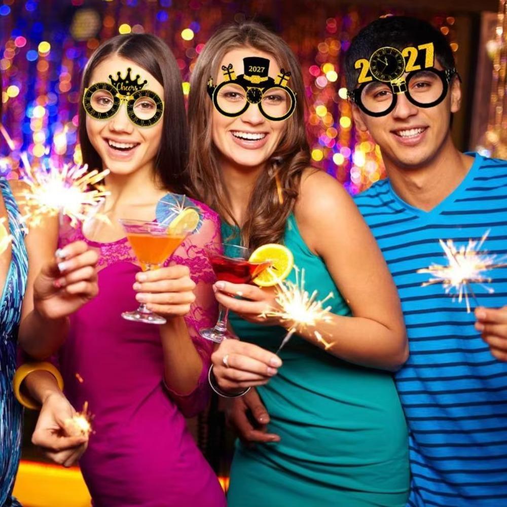 8PCS Paper 2027 New Year Party Glasses Colorful Printed Festive Party Glasses Adults