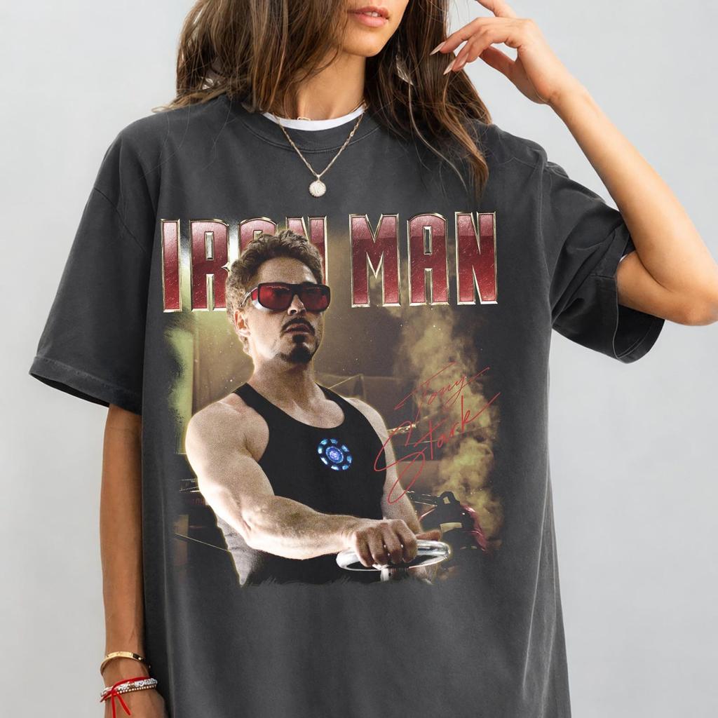 Vintage Iron Man Shirt, Robert Downey Jr Tee, Tony Stark T-shirt, Retro Marvel Comics Graphic Tee, Avengers Fan Gift, Stark Industries